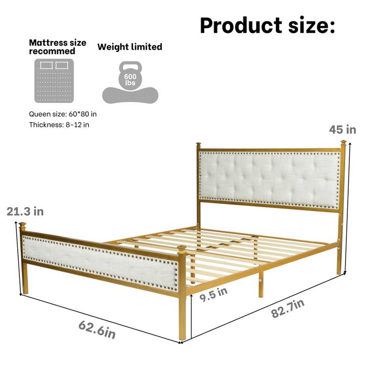 HOMYCASA DESIGN INC - Wholesale Bed - Queen/King Tufted Bed Frame, Beige/Brown, No Box Spring3