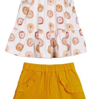 Conjunto de dos piezas de pantalones cortos y camiseta sin mangas Savannah Leones para venta al por mayor de ettie + h