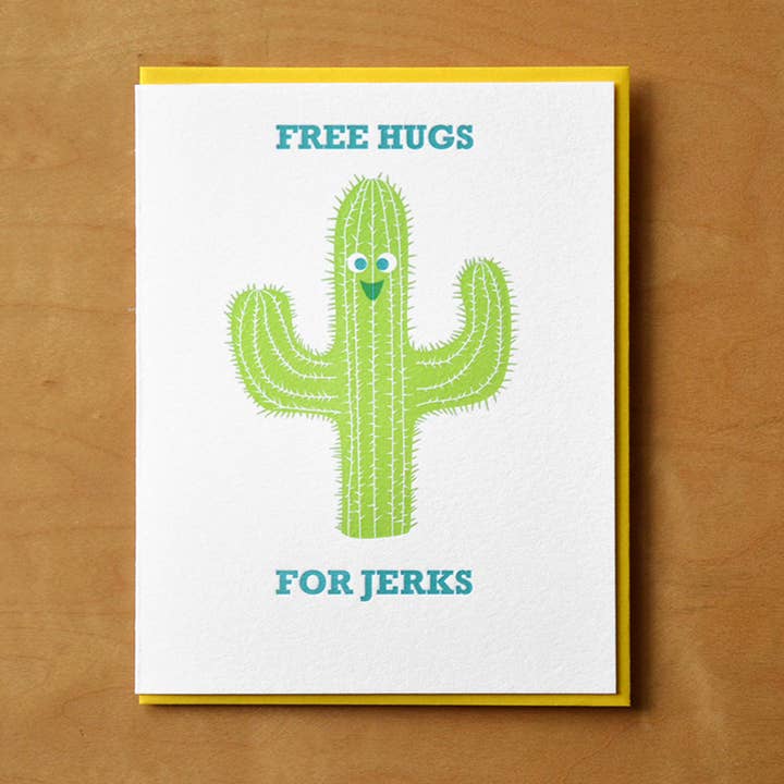 Cactus Hugs For Jerks Greeting Card for wholesale by McBitterson's