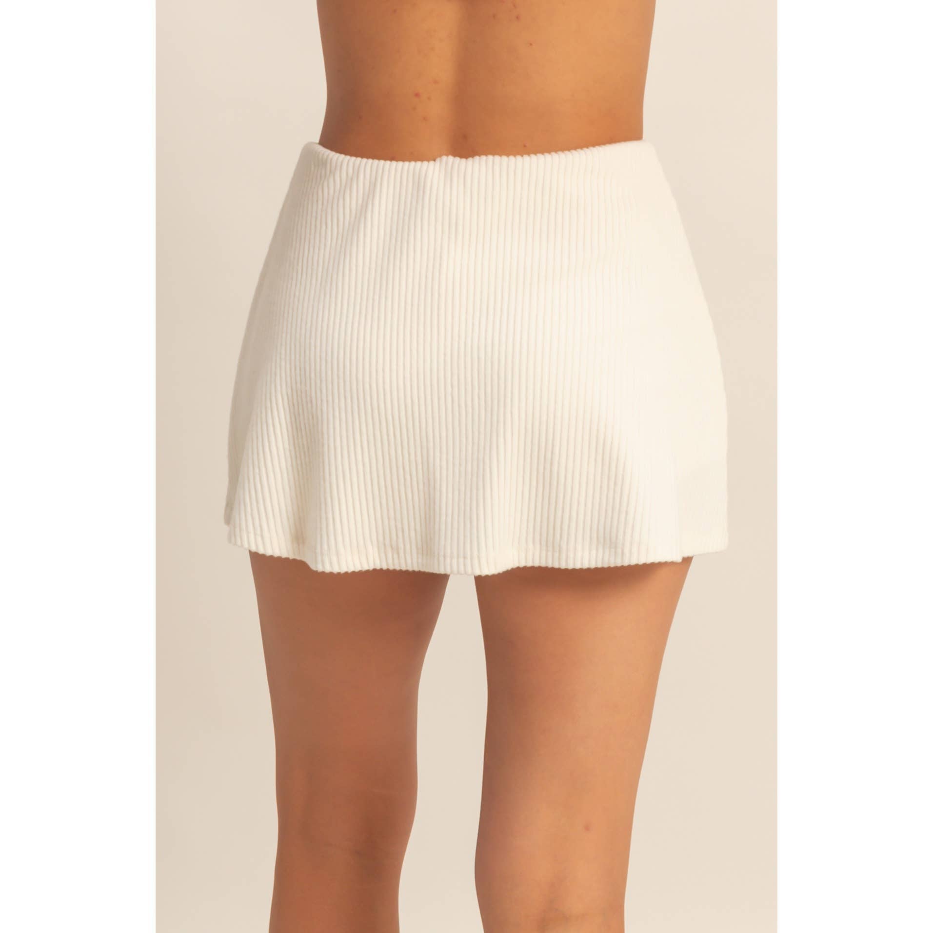 Double Zero - Wholesale Skort - Women's - Ribbed Elastic Waist Mini Skort3