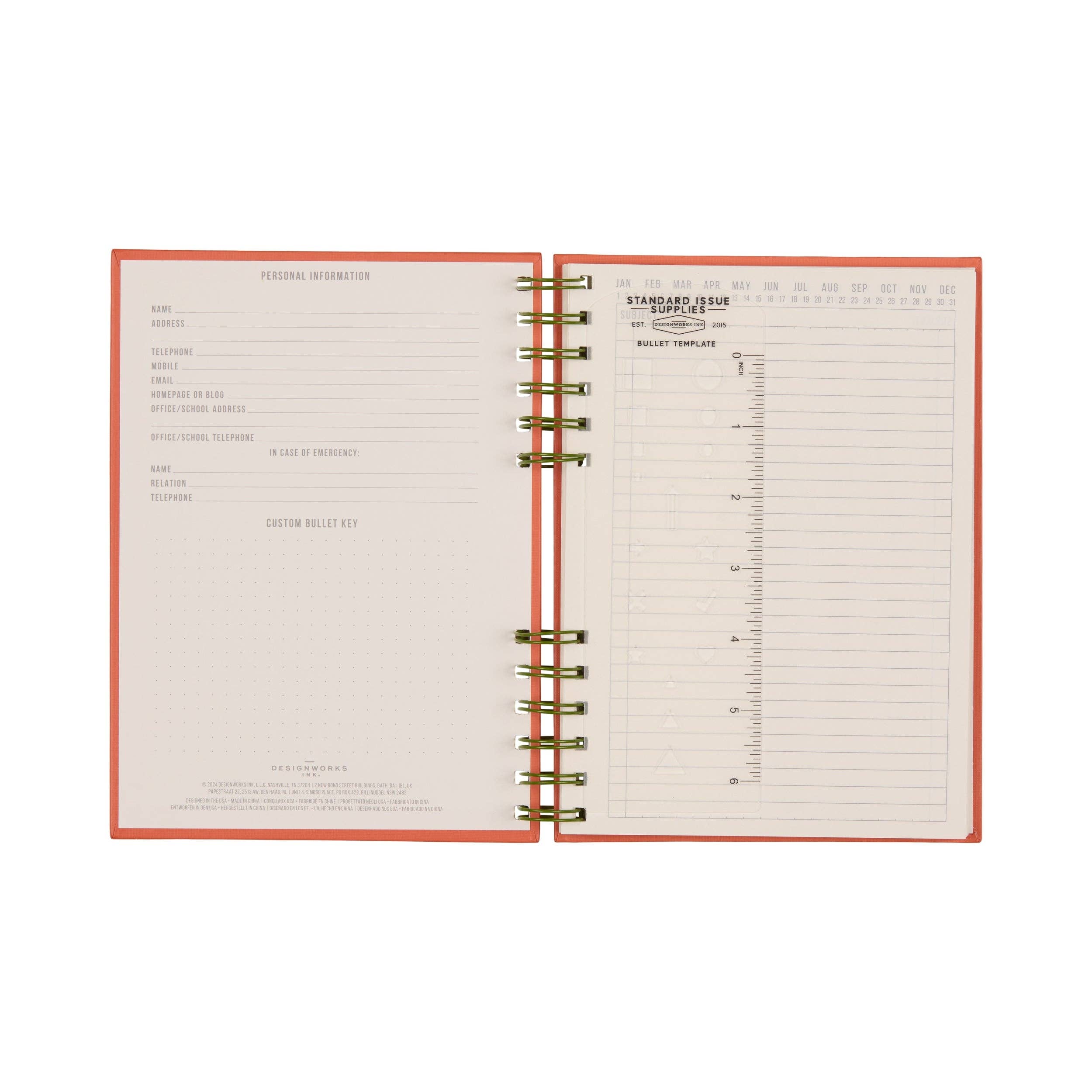 Designworks Collective – wholesale Notebook – Standard Issue Planner Notebook  - Army Green + Chili1