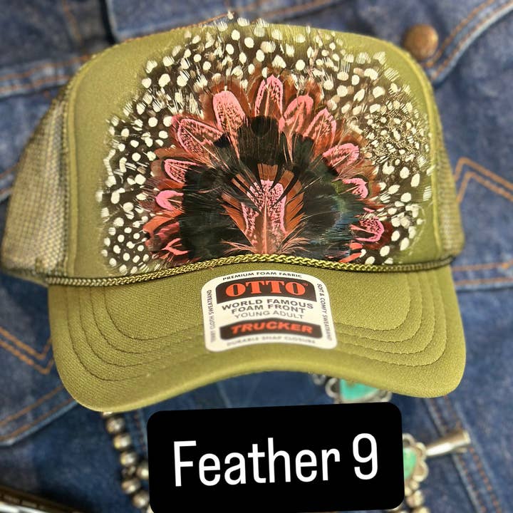 High Ho Silversmithing - Wholesale Trucker Hat - Women's - GREEN FEATHER TRUCKER HAT8