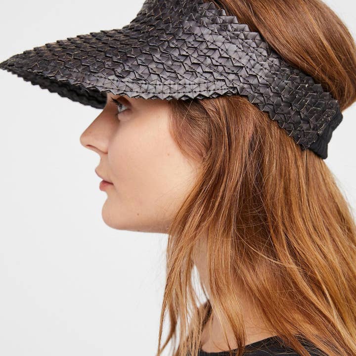 Bali Harvest - Wholesale Visor – Women's - Straw Hat Straw Visor Summer Beach Sun Cap - Adult (Black)3
