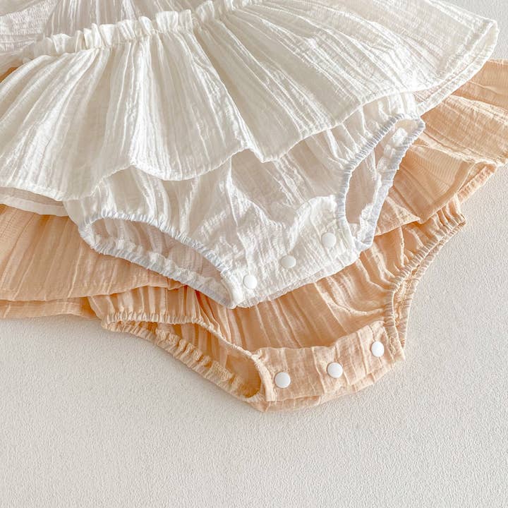 MyKids-USA® - Wholesale Bodysuit (Non-Footed) - Baby - Summer Arrival Baby Girls Cute Pleated Short Sleeves Solid Color bodysuit7