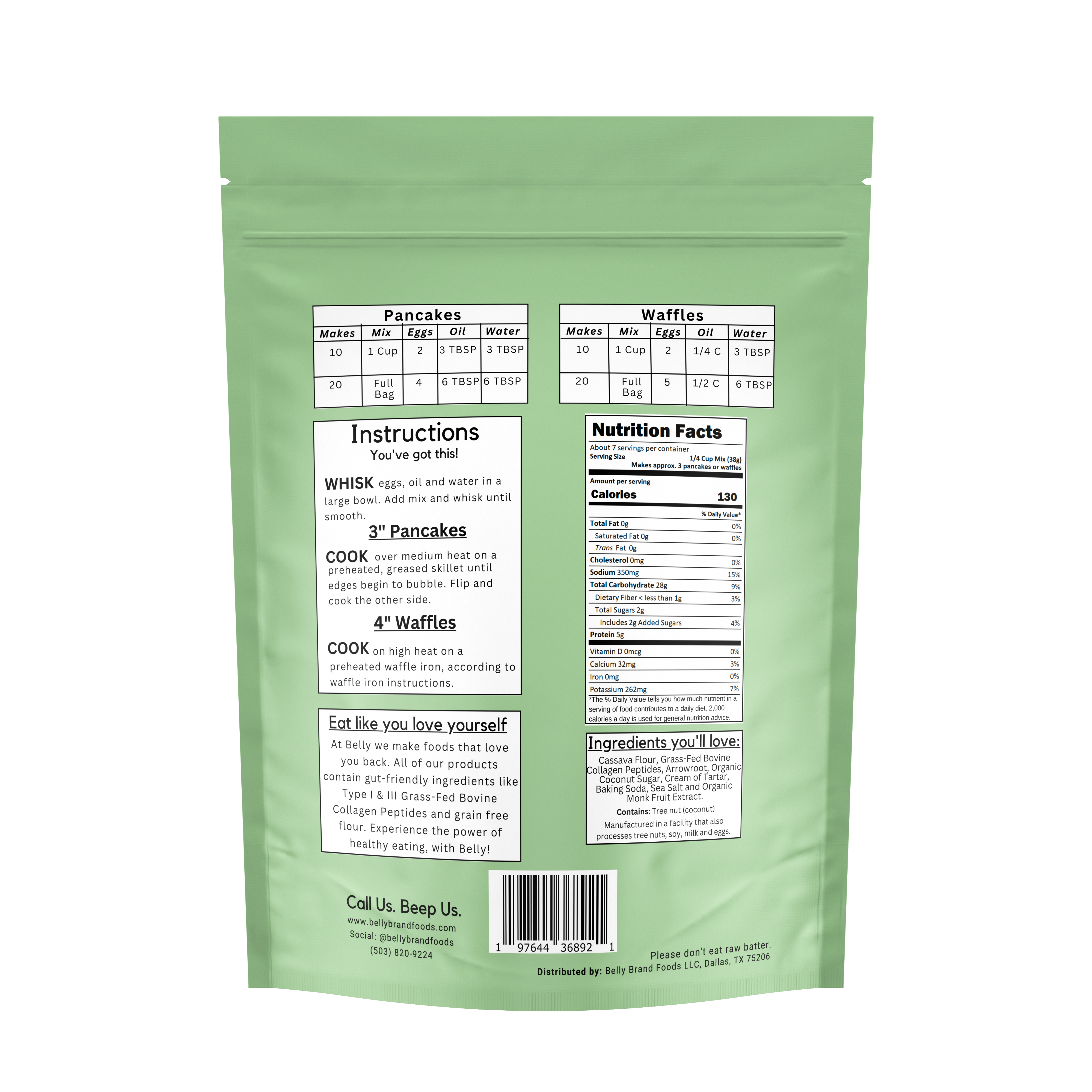 Belly - Vente Préparation pour pancakes - Mélange pour pancakes et gaufres sans gluten, enrichi en collagène1