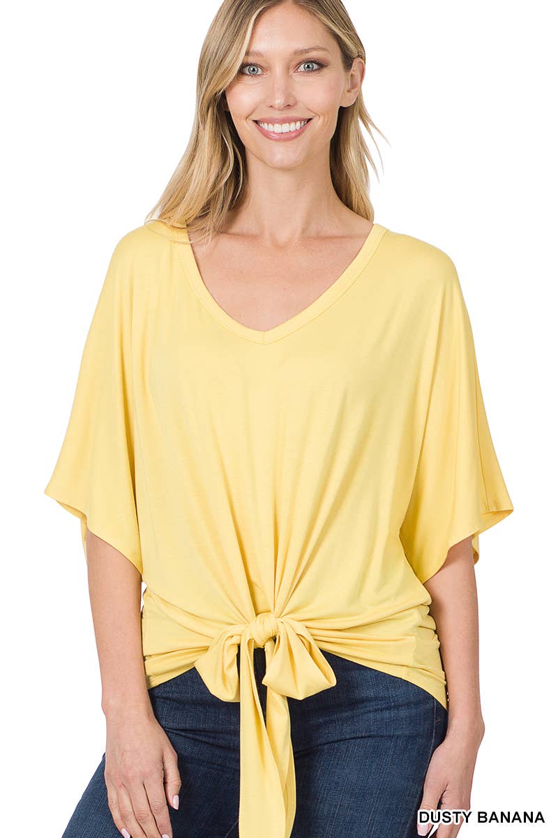 42POPS - Wholesale Tunic - Women's - ,..._ SI-18787 LUXE RAYON V-NECK TIE FRONT TOP6