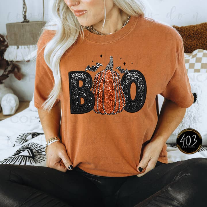 Boo Faux Sequin DTF Transfer for wholesale by 403 Designs