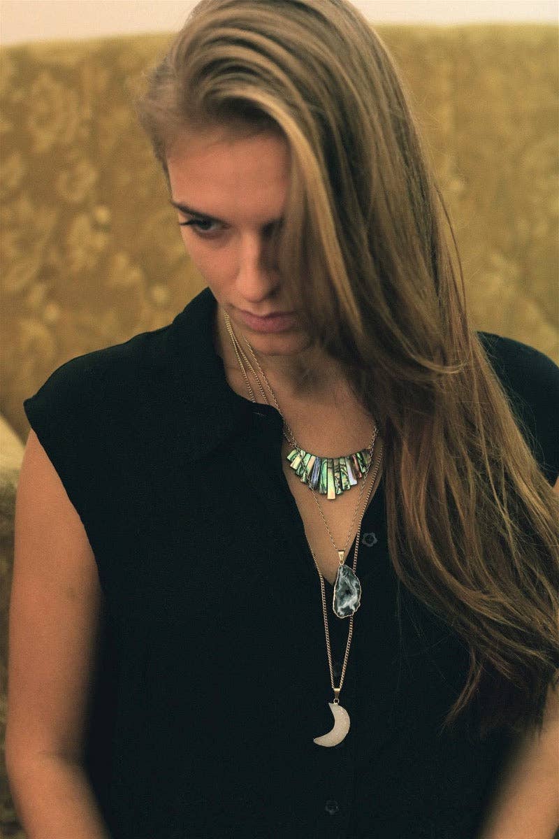 Crystal and Sage - Wholesale Pendant/charm necklace - Ananda Agate Slice Gemstone Necklace4