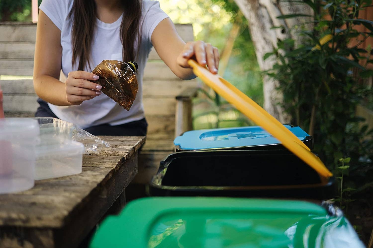 MEDEL OFFICE - Wholesale Trashcan/Trash Bin - 135L 3-Compartments Selective Metal Recycle Bin2