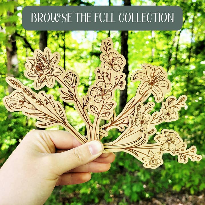 Bumble and Birch - Stationery and Gifts – wholesale Bokmärke – Tigerlilja blomma träbokmärke - bokgåvor