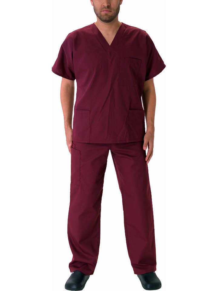Eastern Off Price - Wholesale Healthcare Uniform - Men's - Natural Workwear Uniform Scrub Set 39070 Burgundy