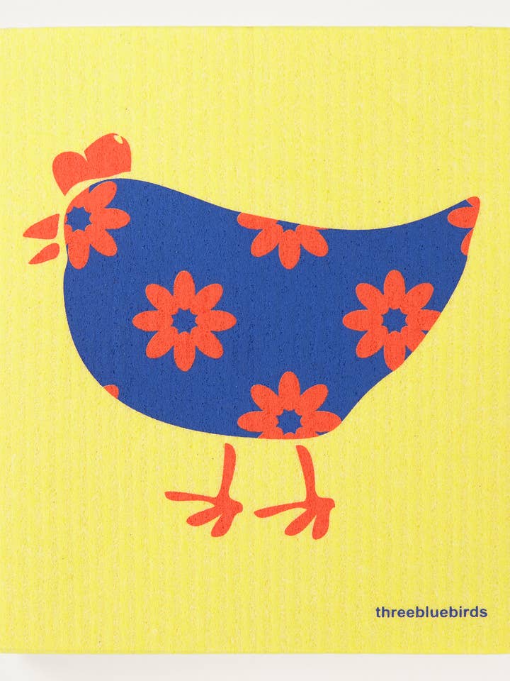 Lucille på gul for engroshandel hos Three Bluebirds Swedish Dishcloths