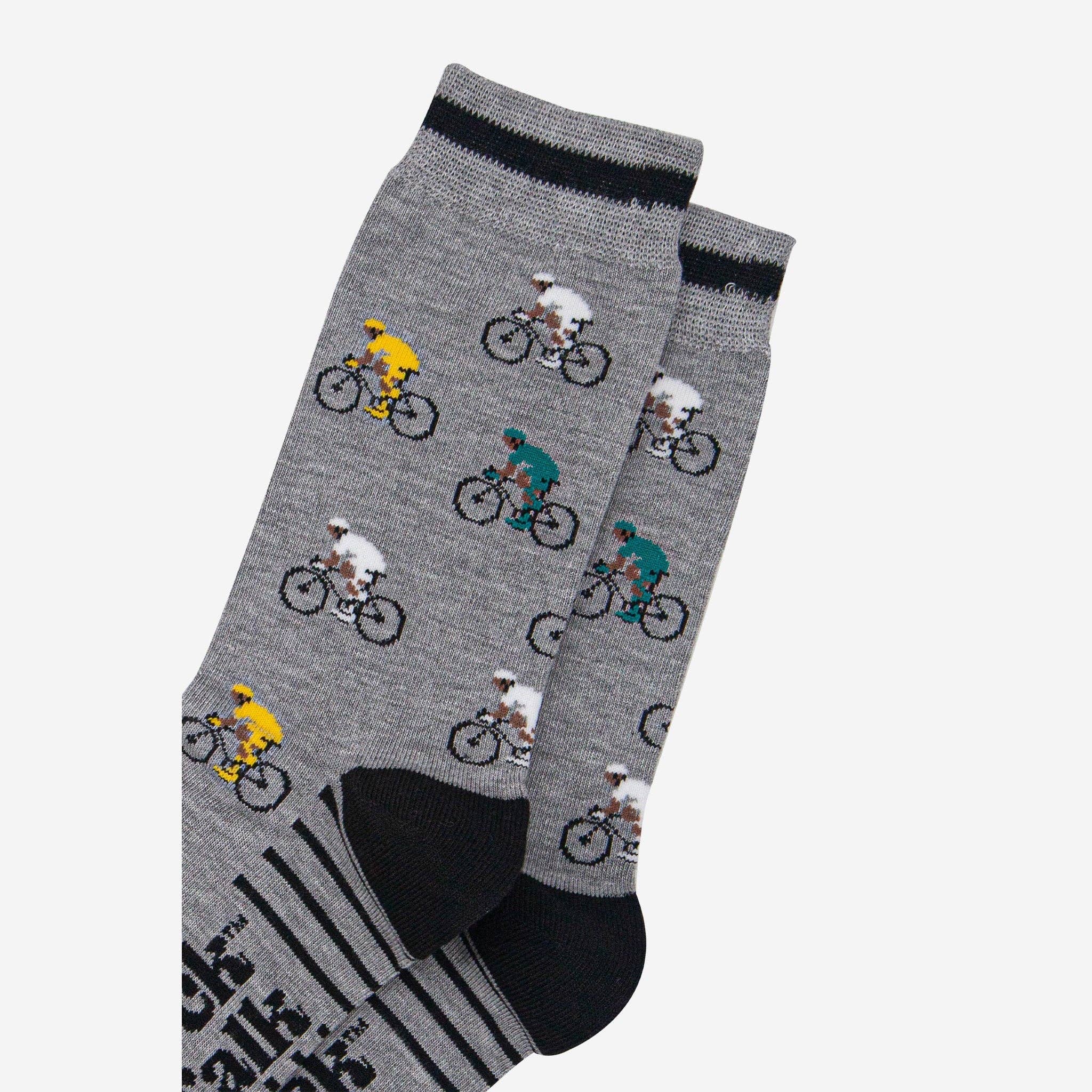 Sock Talk - Venta al por mayor Calcetines - Hombre - Calcetines de bambú para hombre - Gris jaspeado/Negro, Bicicletas de montaña2