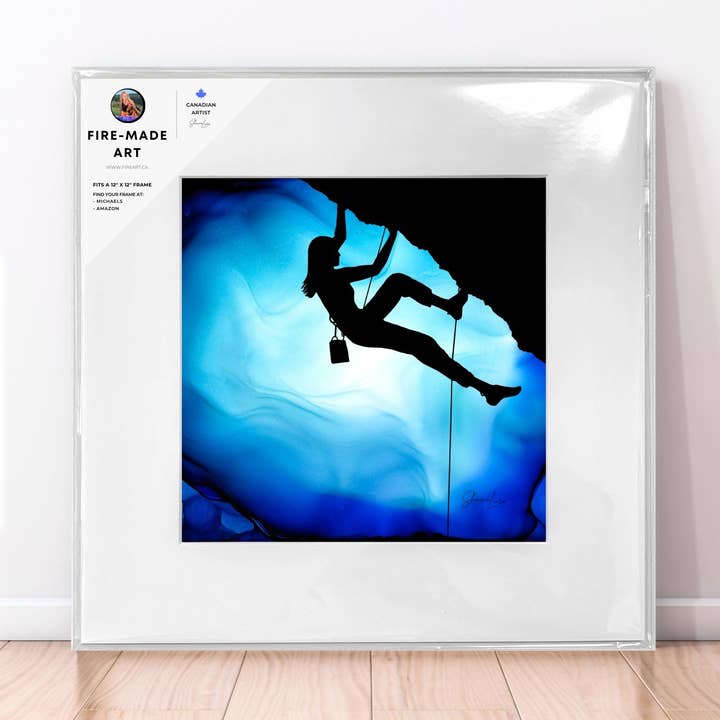 Hennes ögonblick | Brandgjord konst Kvinnlig Klättrare Tryck för wholesale av Fire-Made Art