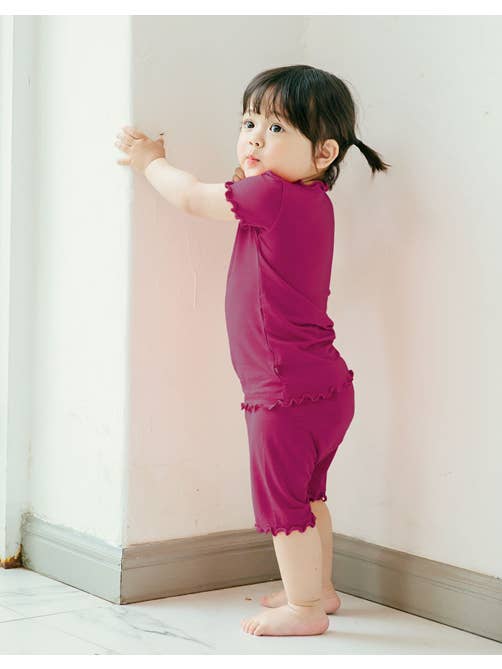 Vaenait Baby - Wholesale Sleepwear Set - Kids - Shirring Girl Short sleeve Viscose Pajama