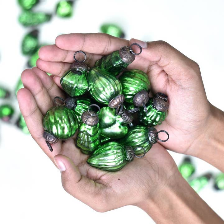 25 Pieces Glass Green Christmas Ornaments for wholesale on Faire1