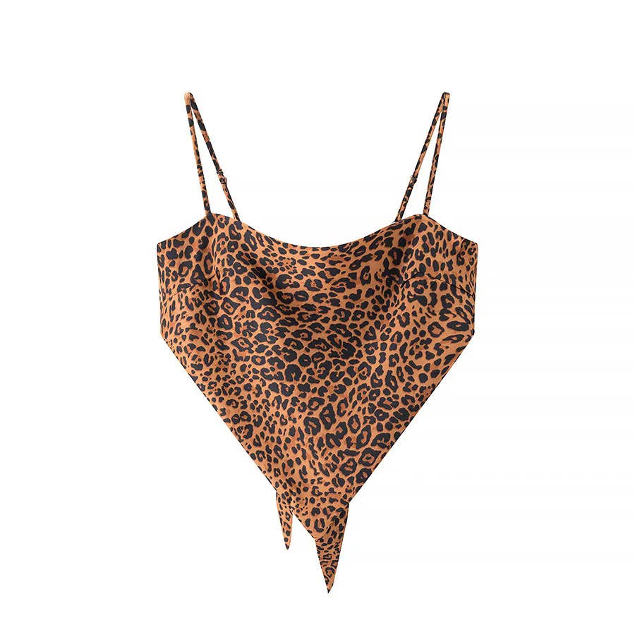 Rosa Clothing - Wholesale Camisole - Women's - Silk Vintage Print Backless Lace-Up Cropped Camisole Top12