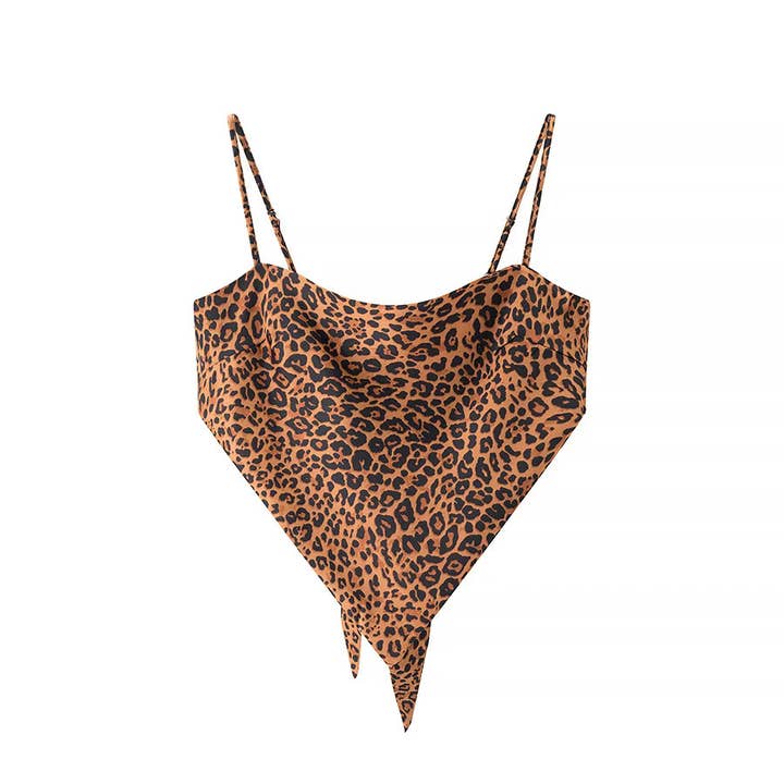 Rosa Clothing - Wholesale Camisole - Women's - Silk Vintage Print Backless Lace-Up Cropped Camisole Top12