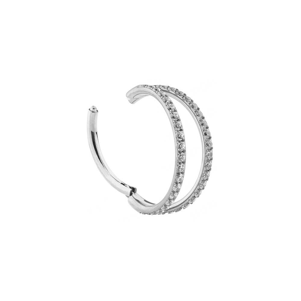 Schmuckgroßhandel - Venta al por mayor Pendiente sin pareja - Piercing doble con cierre clicker de titanio2