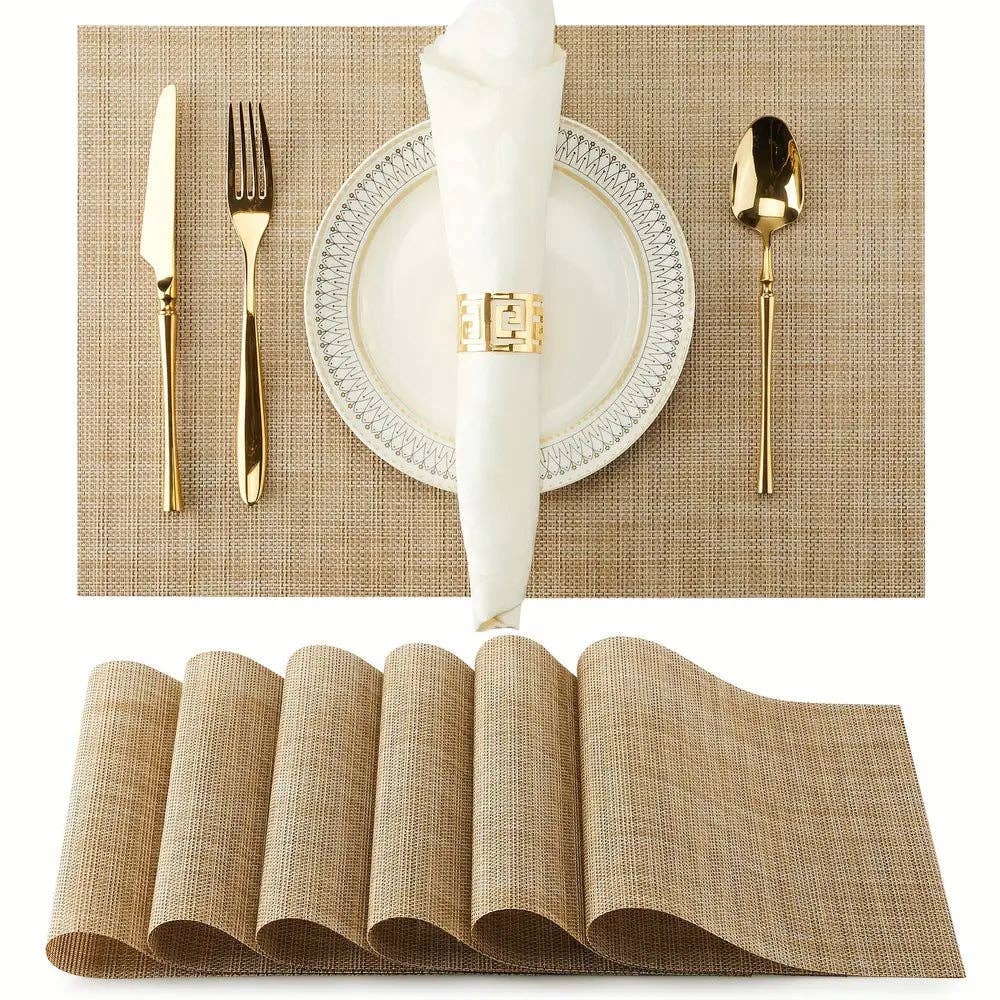 Huis Van Merken - Wholesale Placemat - Set Of 8 Dual-color Silk Series Teslin Placemats0