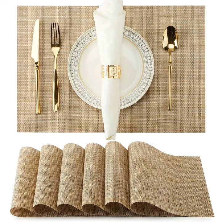 Huis Van Merken - Wholesale Placemat - Set Of 8 Dual-color Silk Series Teslin Placemats
