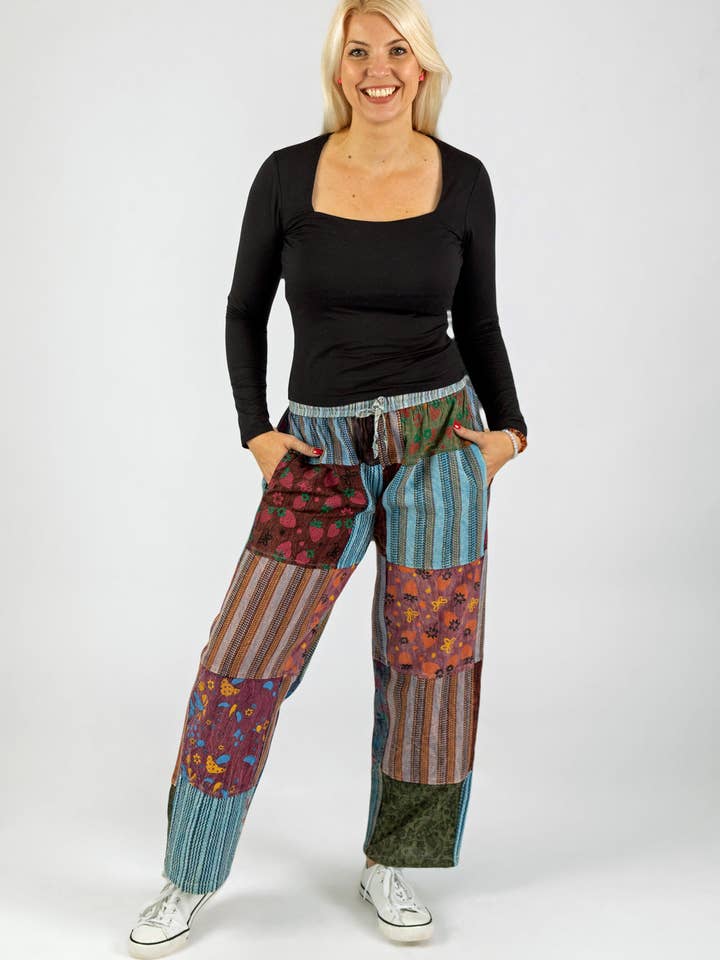 Pantaloni patchwork caldi Shiloh per la vendita all'ingrosso da parte di Wicked Dragon Clothing