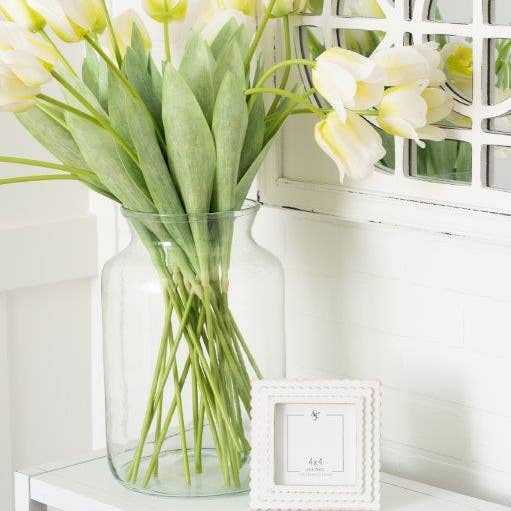 Adams & Co. - Wholesale Picture Frame - 11846 - 6x6x1 wood photo frame (SCALLOP) wh (4x4) pic