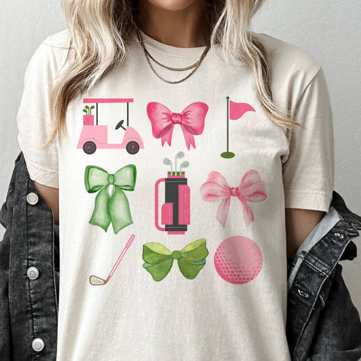 Par.tees by Party On! - Wholesale Screen Printed T-Shirt - Women's - Preppy Golf Collage Country Club Summer Graphic Tee