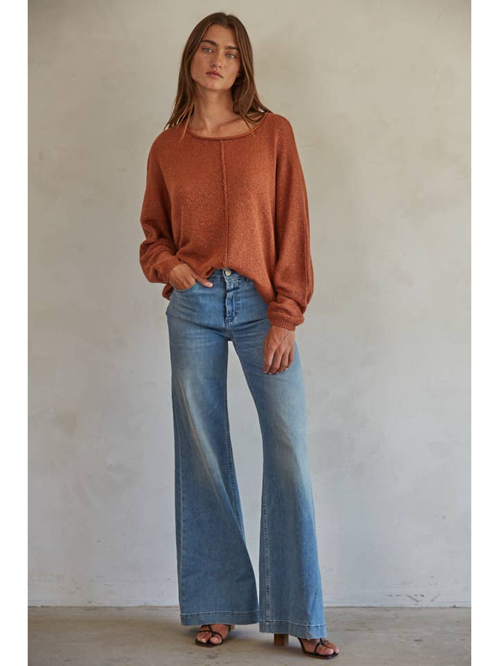 By Together - Wholesale Knit Sweater - Women's - W1769 | Knit Sweater Lurex Ribbed Pullover