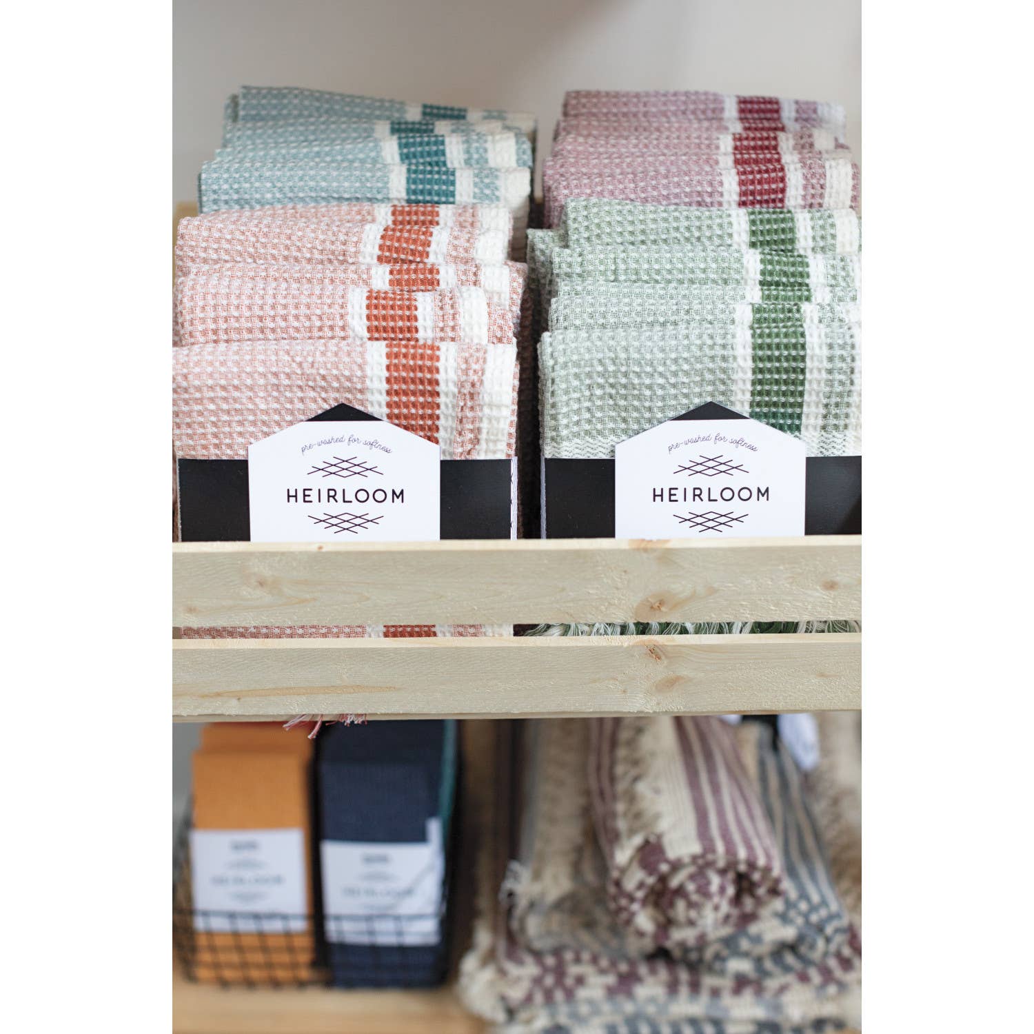 Danica Heirloom - Wholesale Tea Towel - Jade Green Soft Waffle Dishtowel2