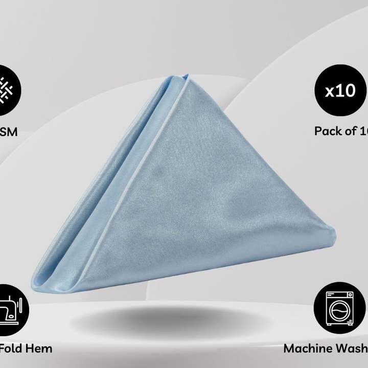 20 Inch Satin Cloth Napkins Dusty Blue (Pack of 10) for wholesale by YOUR CHAIR COVERS