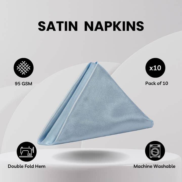YOUR CHAIR COVERS - Wholesale Dinner & Cloth Napkin - 20 Inch Satin Cloth Napkins Dusty Blue (Pack of 10)