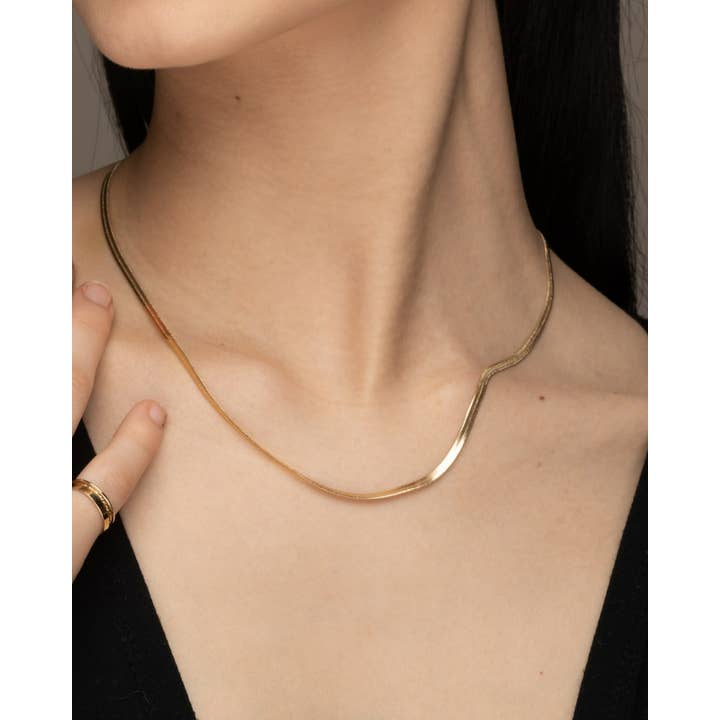 ERIJEWELRY - Wholesale Link & chain necklace - Agnes Herringbone Gold Necklace8