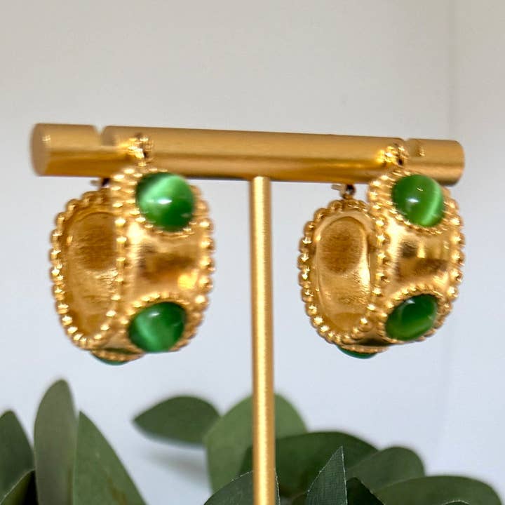 Groene Gem Hoepels voor wholesale door Tahana Designs