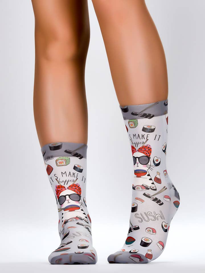 Calzino Gatto Sushi Signora per la vendita all'ingrosso da parte di Wigglesteps