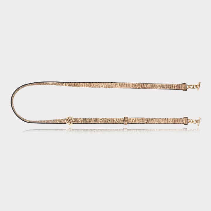 Correa de bolso ajustable de piel grabada con estampado de pitón/caimán - Oro para venta al por mayor de WANACCESSORY