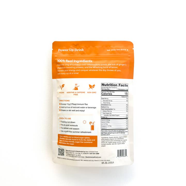 New Universe Food - Vendita all'ingrosso Tè sfusi - NUF Immuni-Tea Senza Zucchero – Miscela di Tè Zenzero Curcuma Limone1