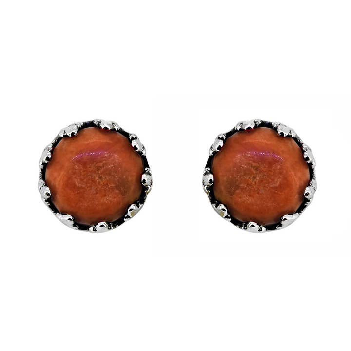 925 Sterling Silver Orange Mohave Turquoise Stud Earring for wholesale by Tiramisu