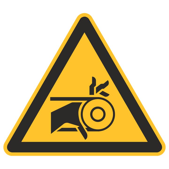 Warnzeichen / Warnung vor Handverletzung durch Riemenantrieb für den Großhandel von Blitzpfeil24 by Jahn Industrieschilder/Etiketten GmbH