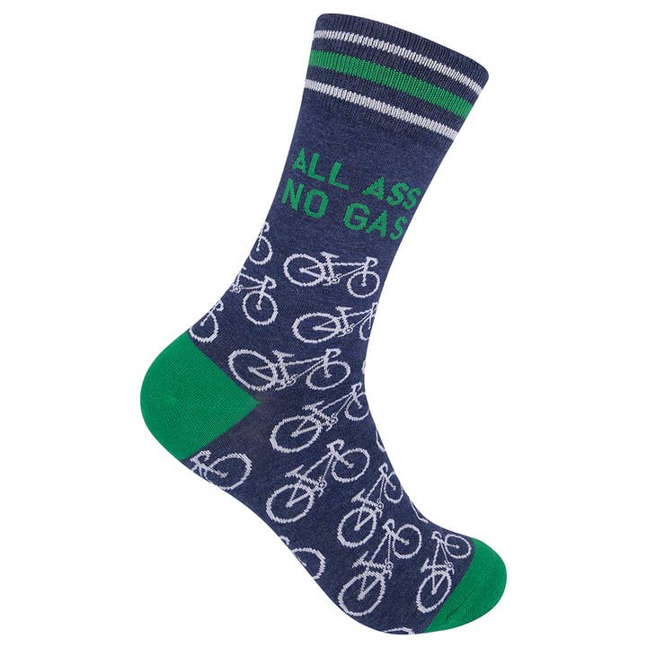 All Ass. No Gas. Biking Socks | Funatic for wholesale by Funatic - About Face Designs - Nice Enough Merch Co