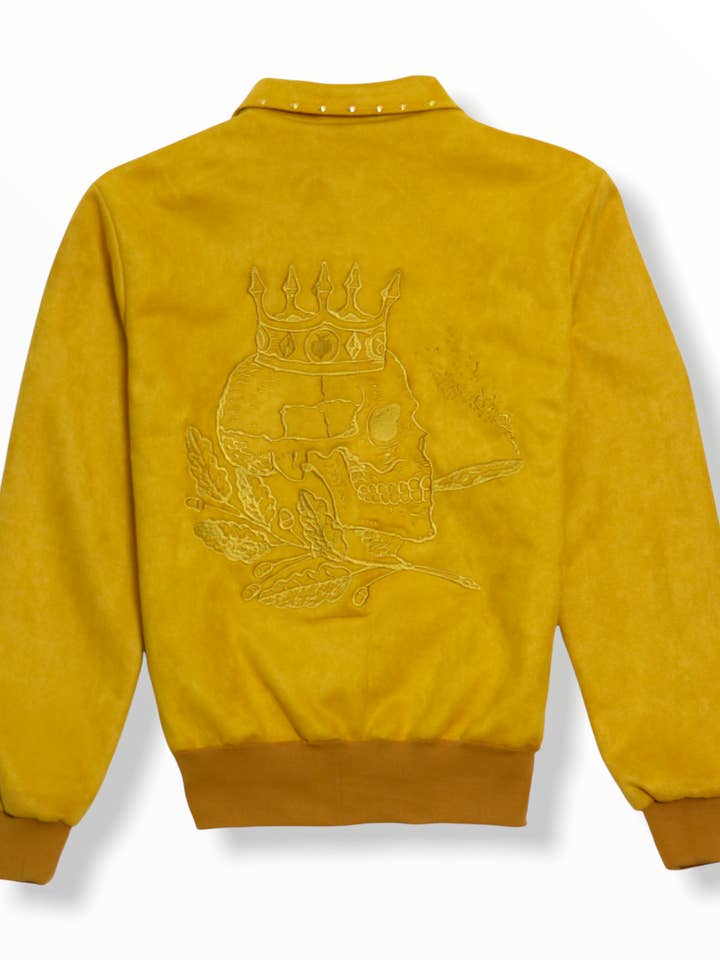 Giacca Skull gialla in suede per la vendita all'ingrosso da parte di Young God