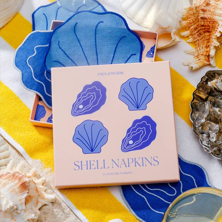 Piecework Puzzles - Wholesale Dinner & Cloth Napkin - ✨NEW✨ Shell Cocktail Napkins - Set Of 4