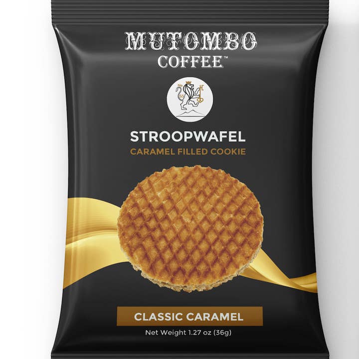 Mutombo Coffee Caramel Stroopwafel 1 Count Pack for wholesale by Mutombo Coffee