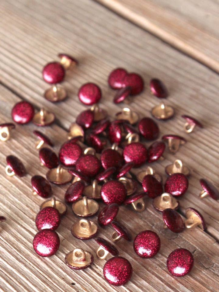Pomegranate Red Shiny Button for wholesale by Eglantine et Zoé