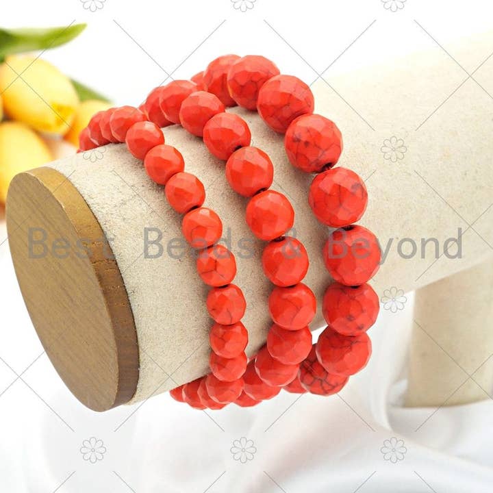 Orange Howlite Stretchy Bracelet,SKU#EF43 for wholesale by BestBeads&Beyond