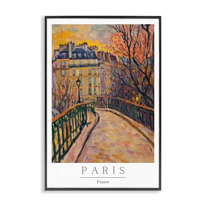 Paris Street Scene in Autumn - Framed Wall Art for wholesale by Stupell Industries