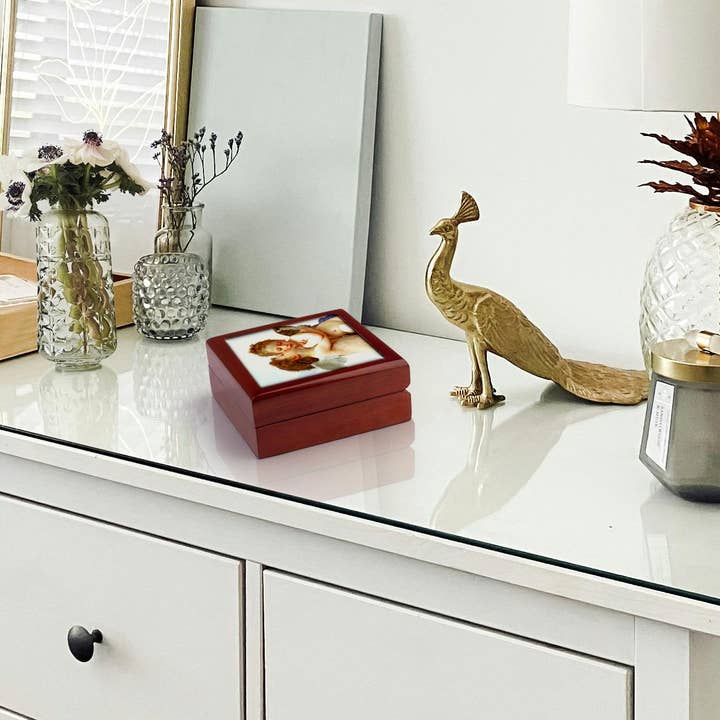 3dRose - Wholesale Jewellery box/organiser - 3dRose, Cupid and Psyche as Children 1890 - L Amour enfants - Bouguereau - baby angel cherubs kiss - classic, Jewelry Box5