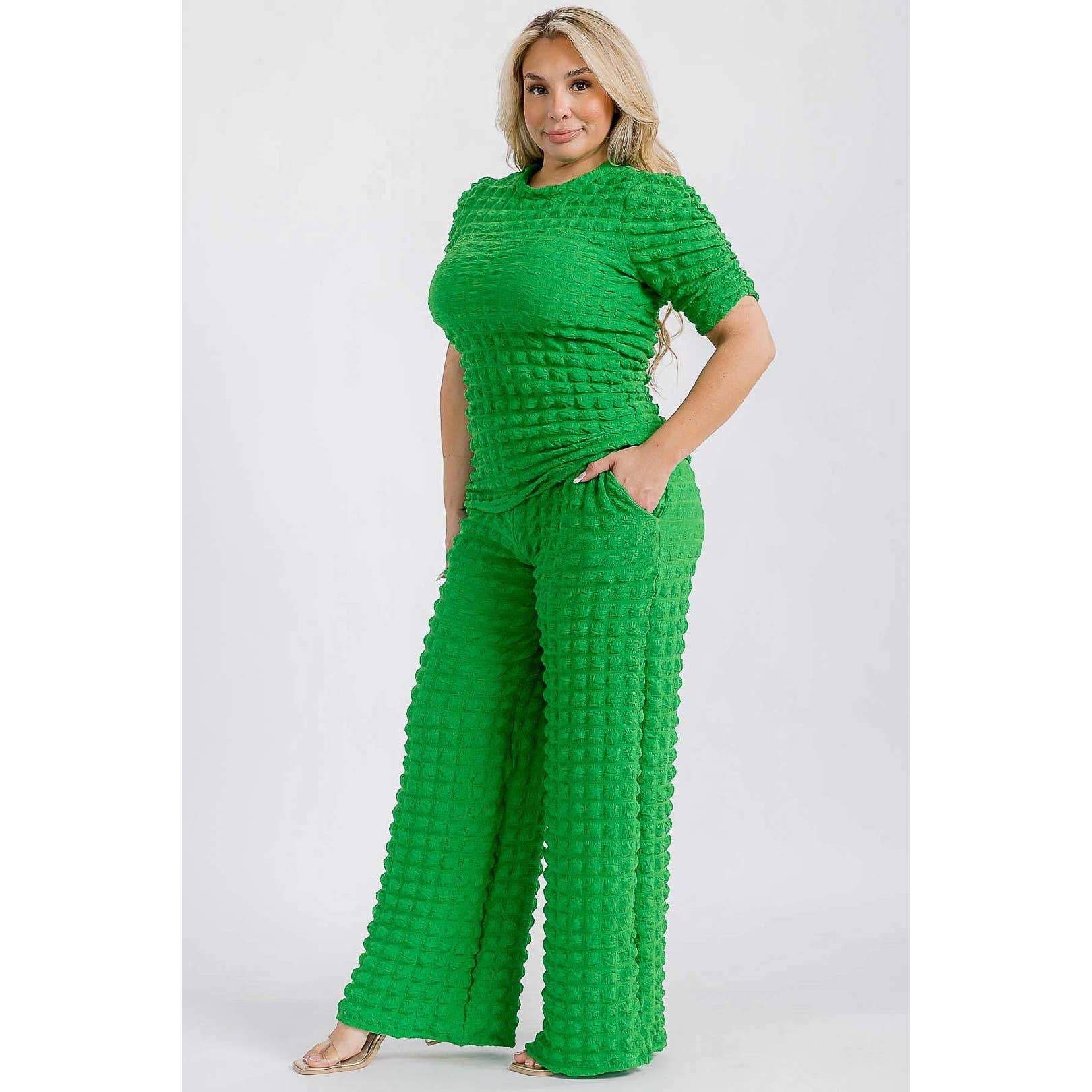 omgstyles – Conjunto de top e calça (roupa NÃO Casual) - Mulher por atacado – CONJUNTO DE TOP E CALÇAS EM TECIDO DE MALHA PLUS SIZE3