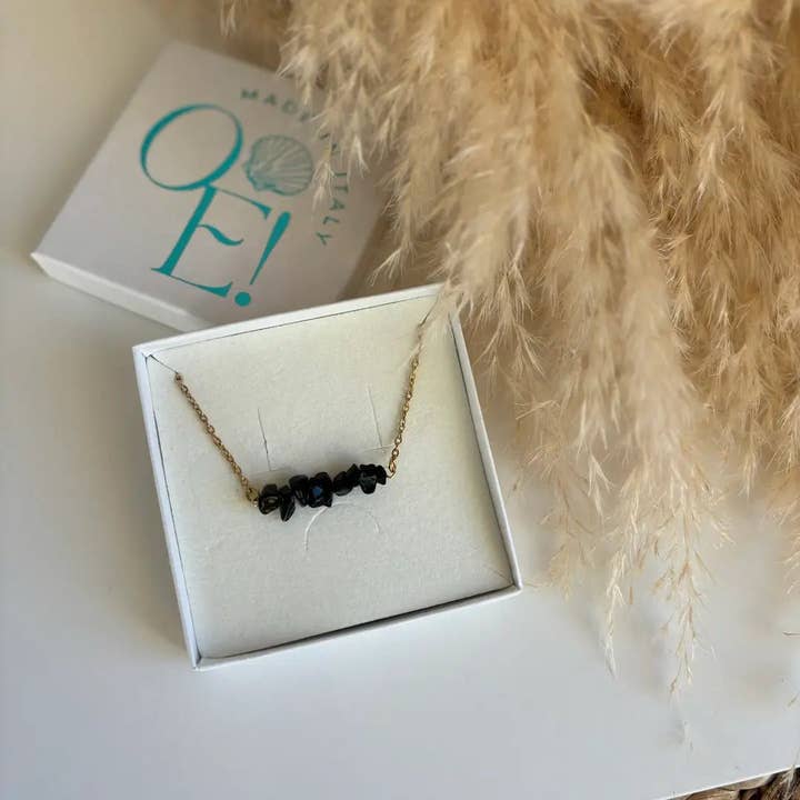 OE! - Wholesale Beaded/Pearl Necklace - BLACK FRAGMENTS – Necklace with natural onyx shards1