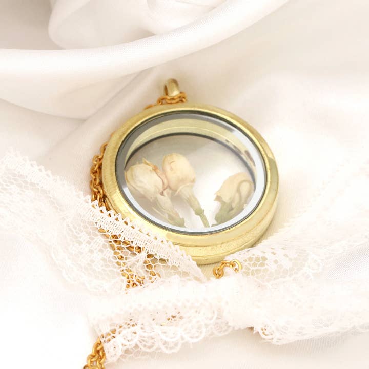 MadamLili - Vendita all'ingrosso Collana con ciondolo/pendaglio - Collana con medaglione autentico con fiori di gelsomino - VIK-696